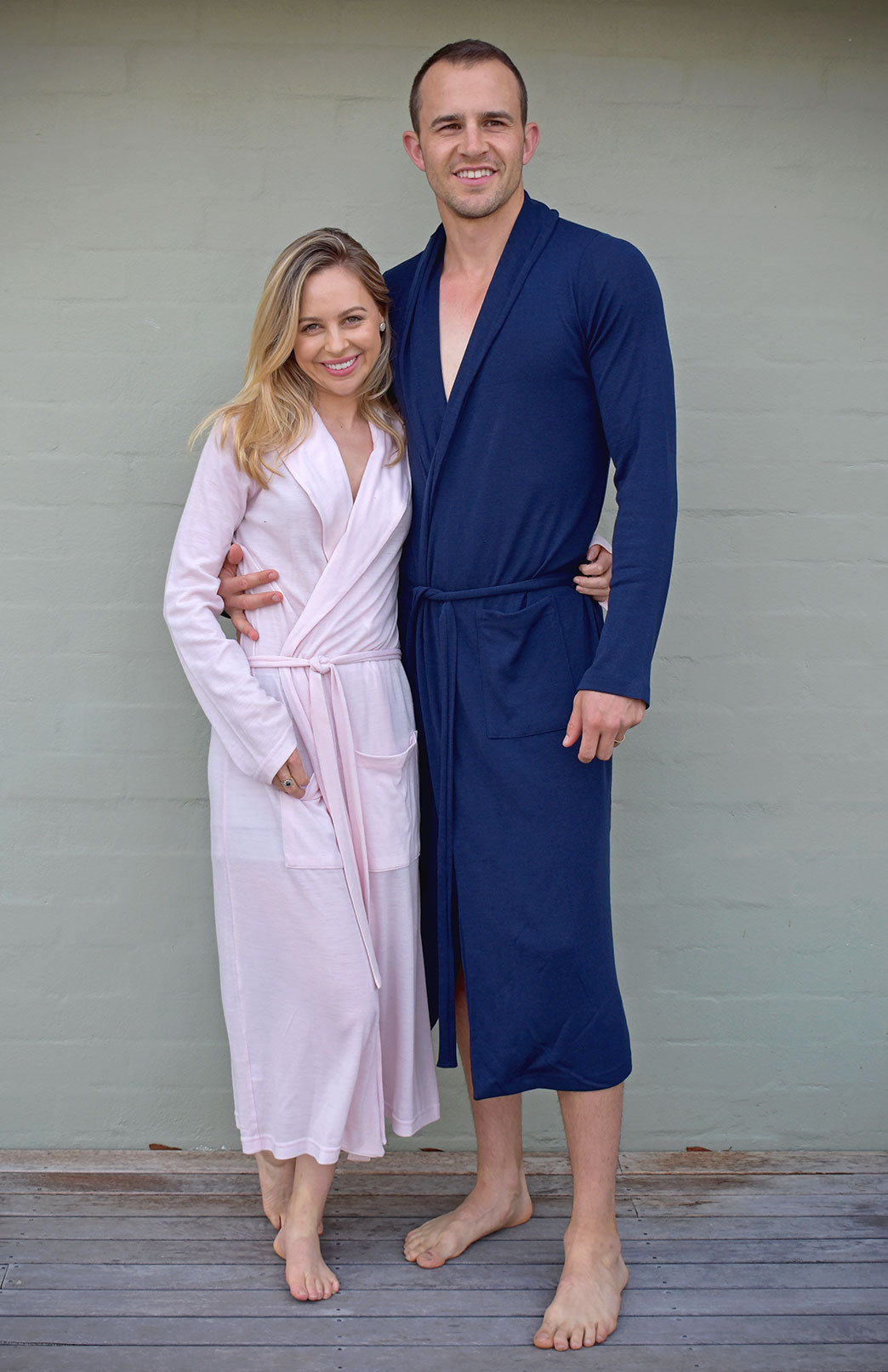 French Navy Blue Superfine Merino Wool Dressing Gown