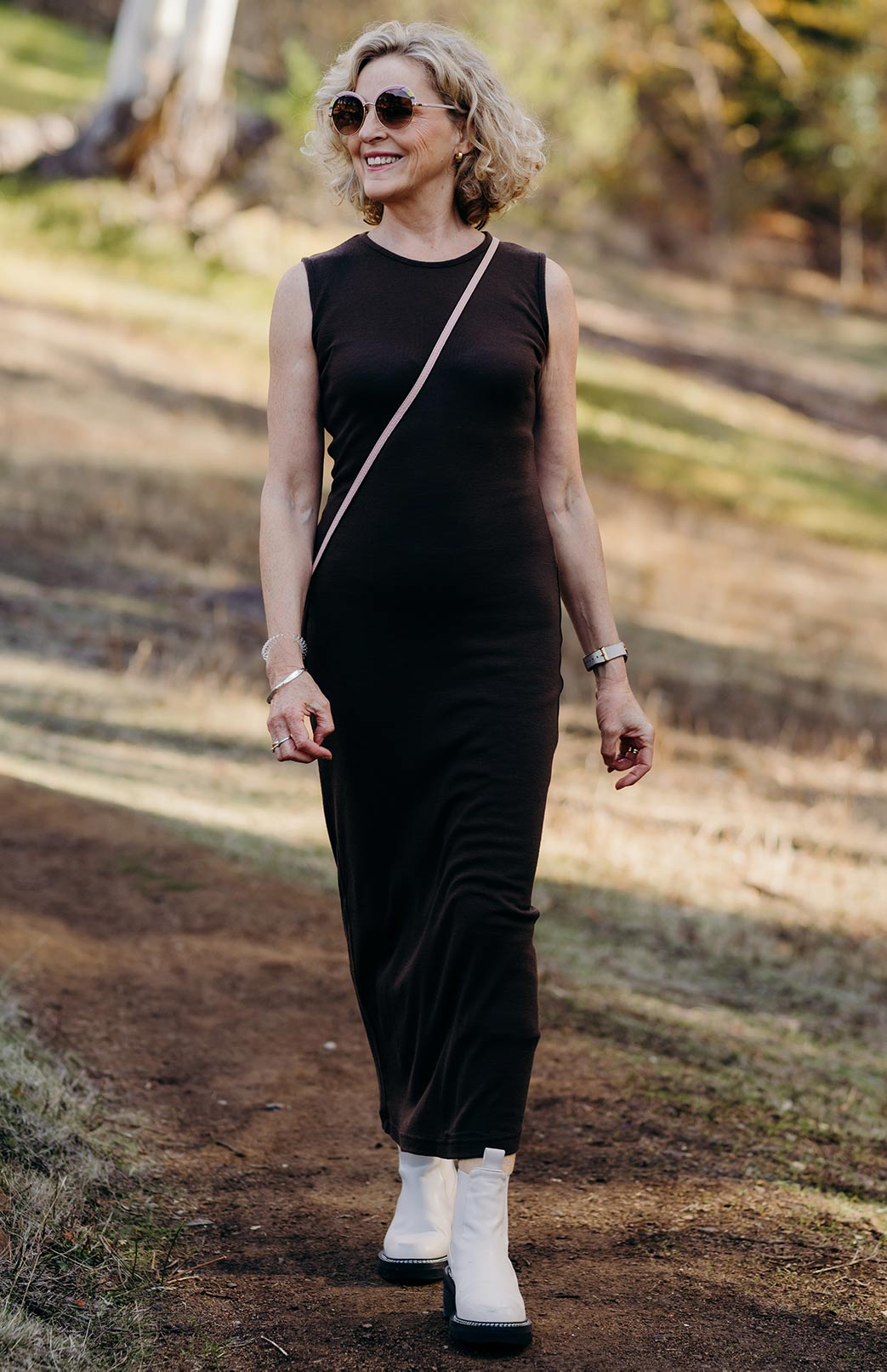 Chocolate Women's Merino Wool Tank Midi Dress