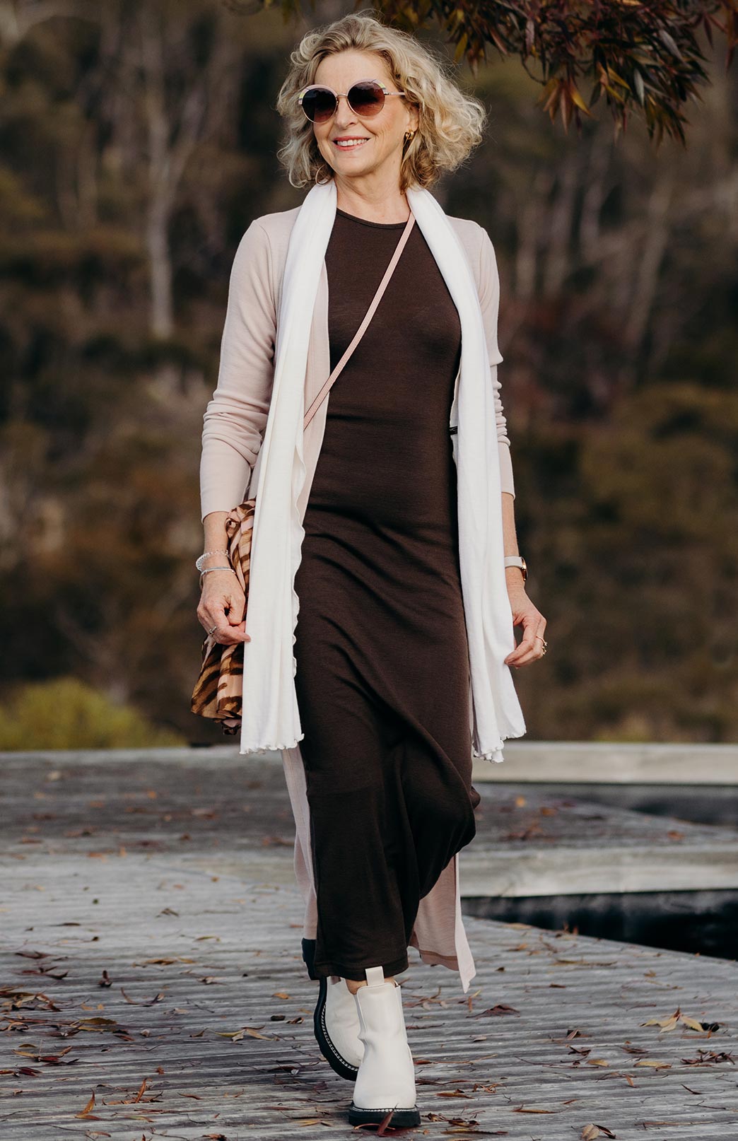 Chocolate Women's Merino Wool Tank Midi Dress