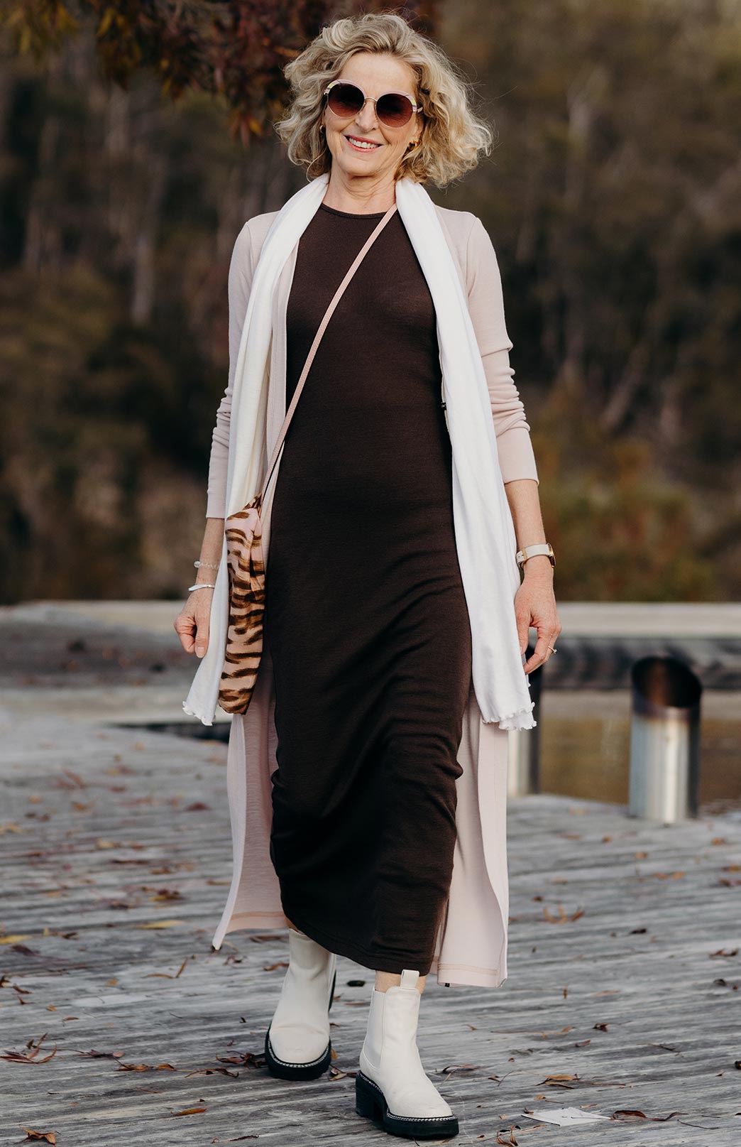 Chocolate Women's Merino Wool Tank Midi Dress