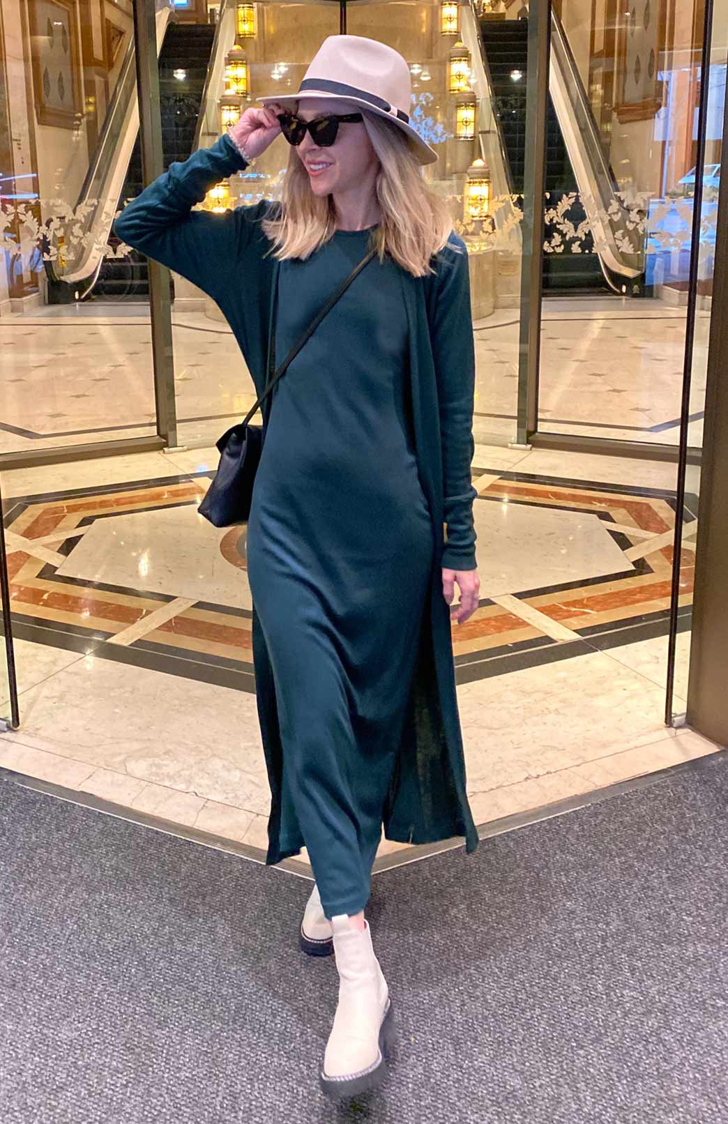 Deep Sea Green Women's Merino Wool Tank Midi Dress