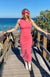 Watermelon Pink Women&#39;s Merino Wool Tank Midi Dress
