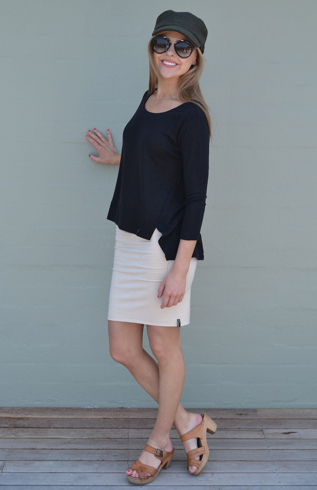 Cream Women's Merino Wool Tube Skirt
