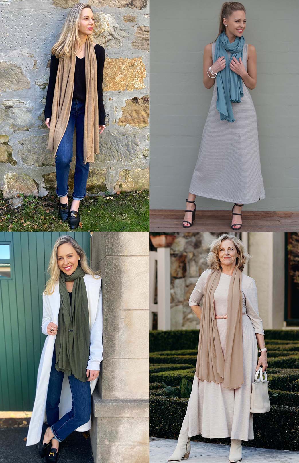 Lightweight Scarf - Merino/Tencel Unisex Merino Wool &amp; Tencel Plain Lightweight Scarf