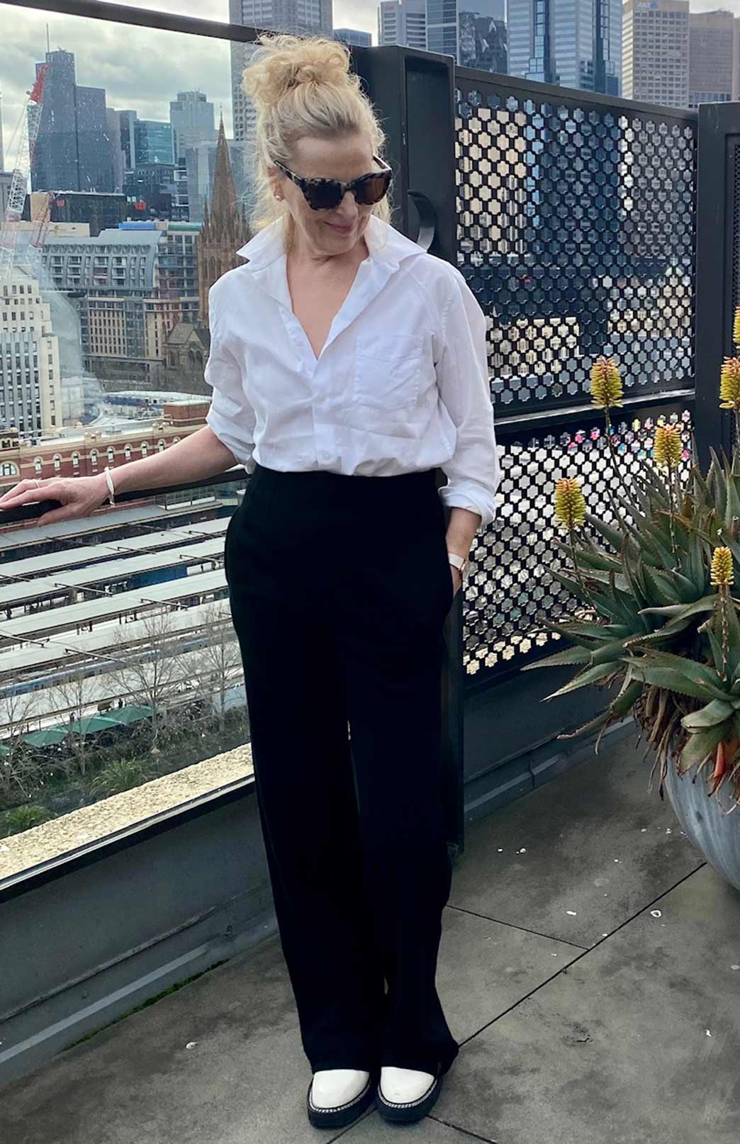 Black Women's Merino Wool Wide Leg Ponte Pants