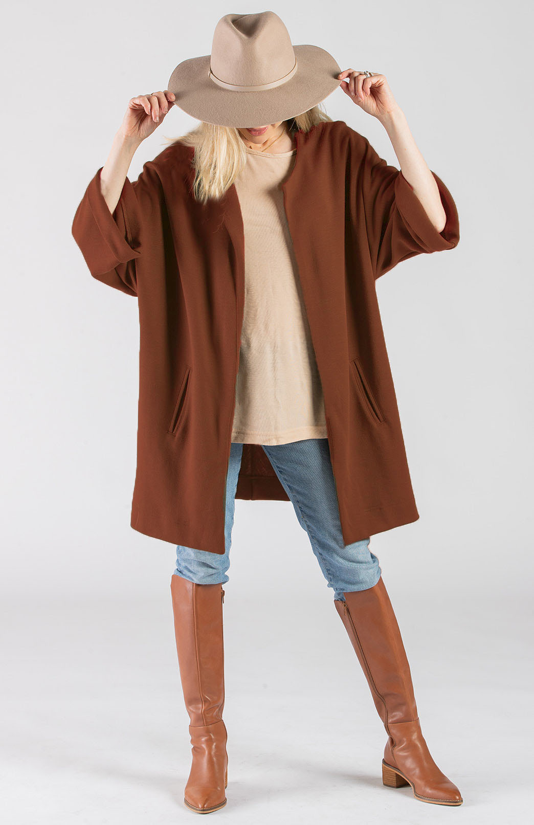 Shiraz Red Women's Kimono Style Merino Wool Coat