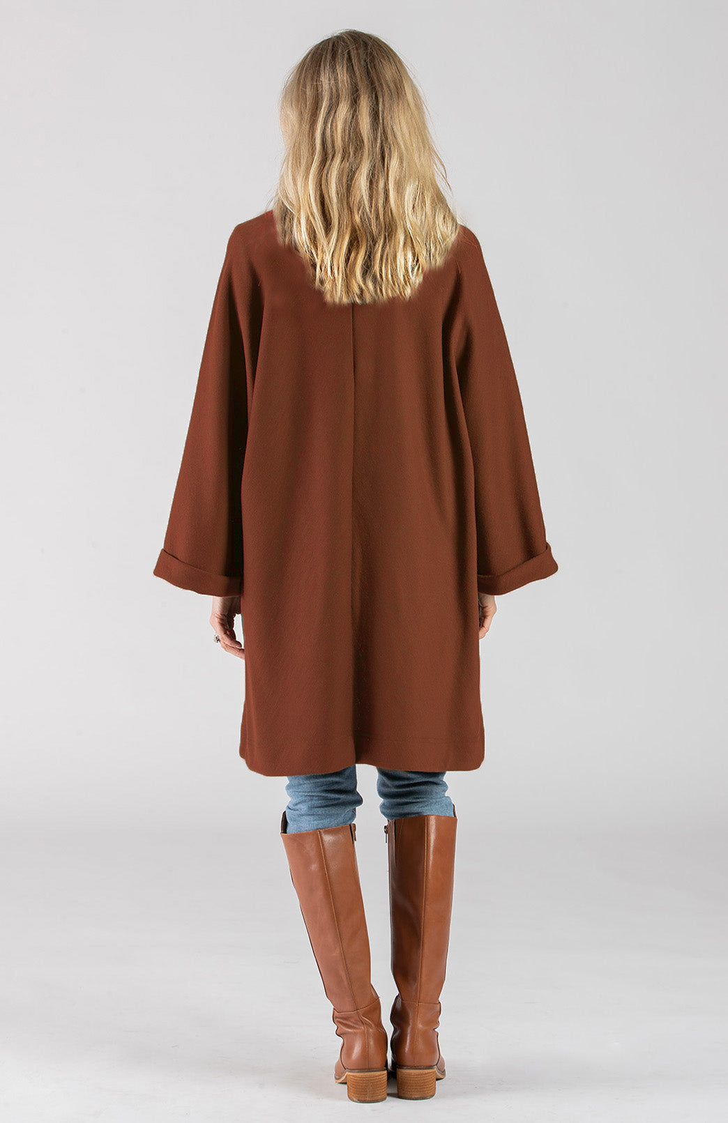 Shiraz Red Women's Kimono Style Merino Wool Coat