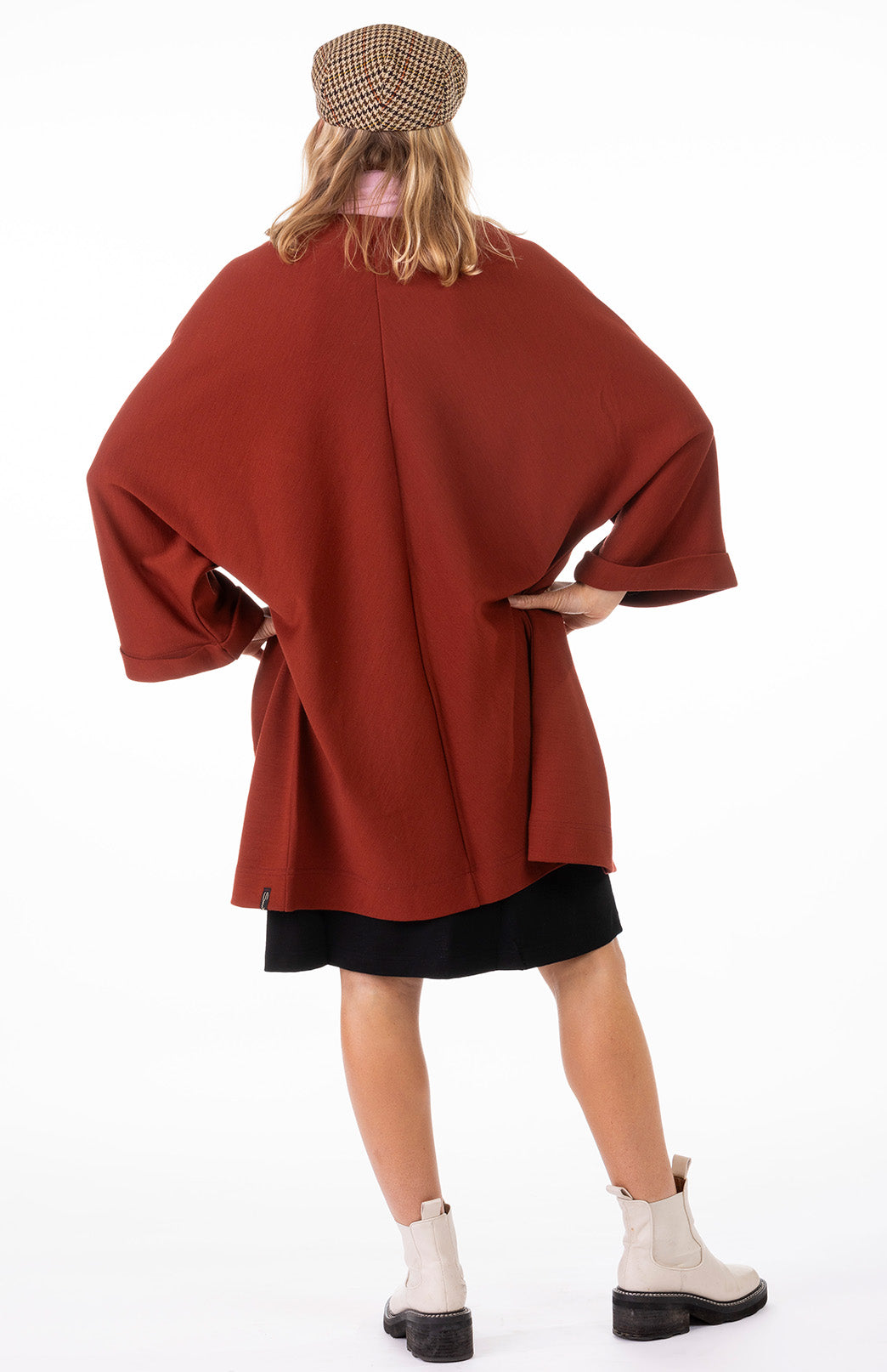 Shiraz Red Women's Kimono Style Merino Wool Coat
