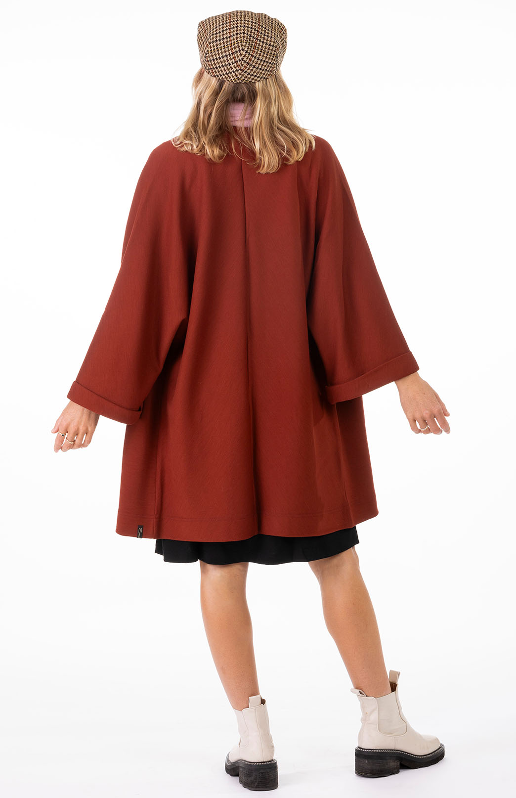 Shiraz Red Women's Kimono Style Merino Wool Coat