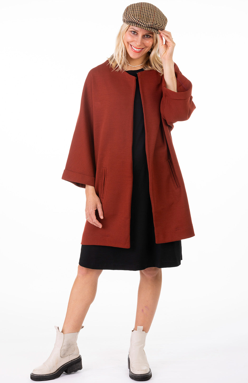 Shiraz Red Women's Kimono Style Merino Wool Coat