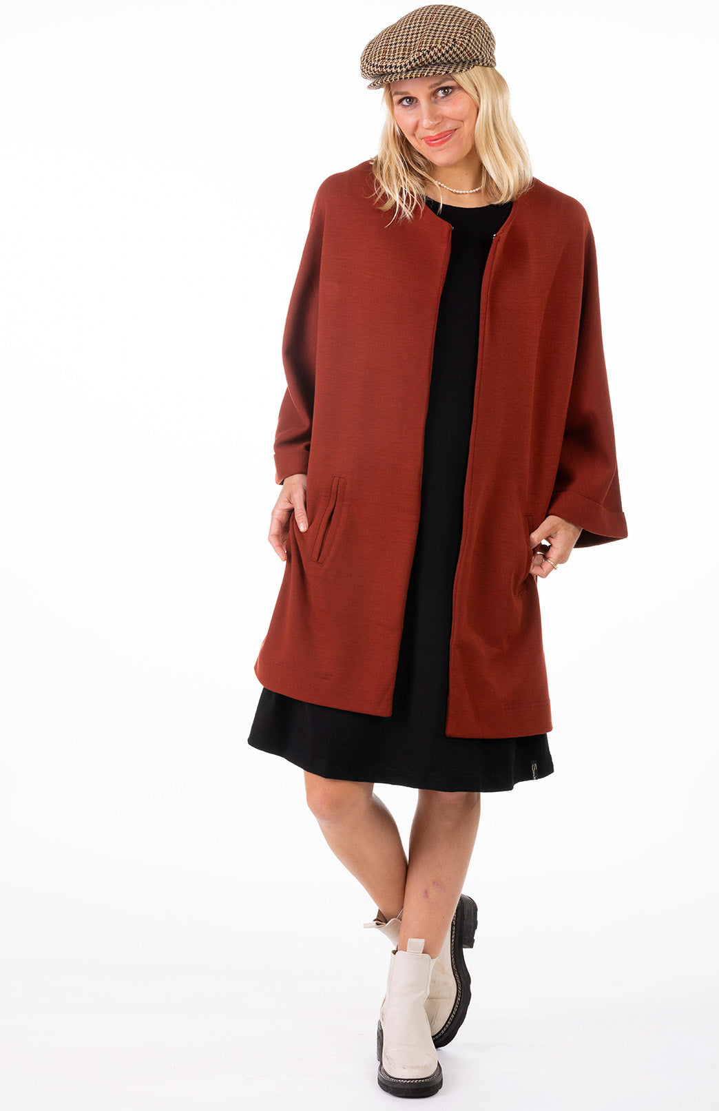 Shiraz Red Women's Kimono Style Merino Wool Coat