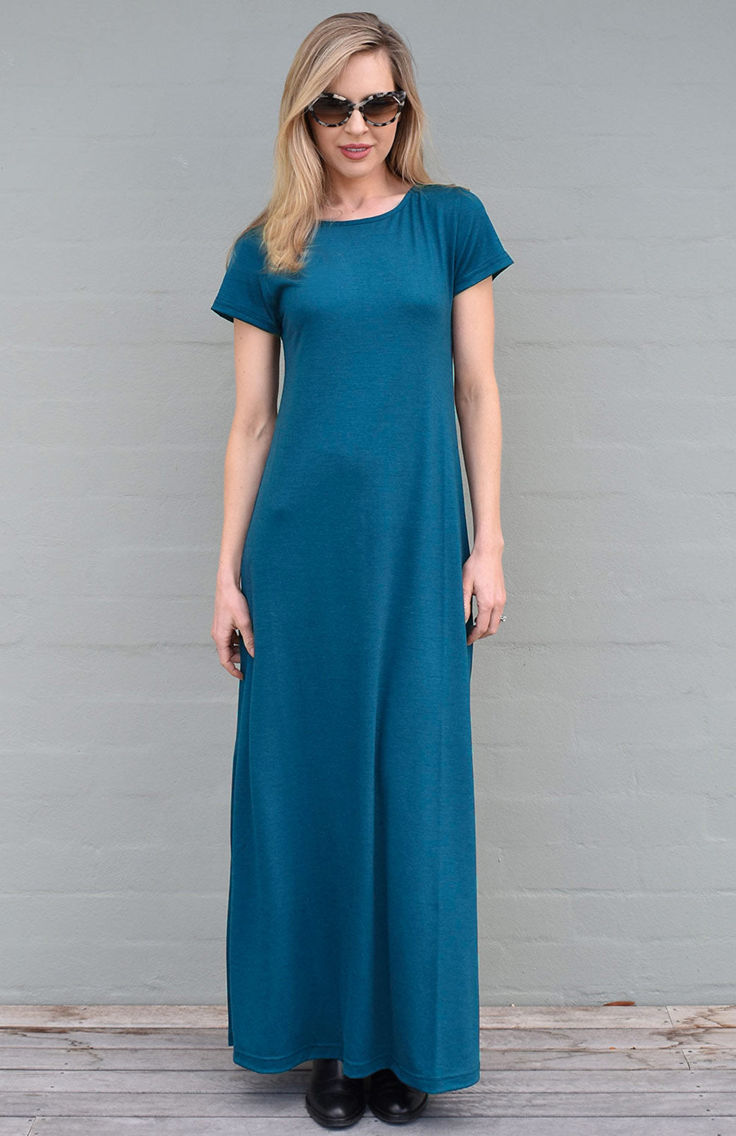 Kowloon Dress - 170g Women's Merino Wool Maxi Dress with Side Split
