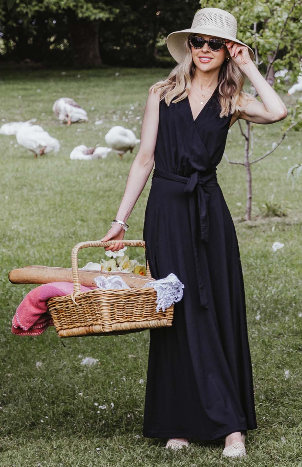 Black Women's Sleeveless Merino Wool Maxi Wrap Dress