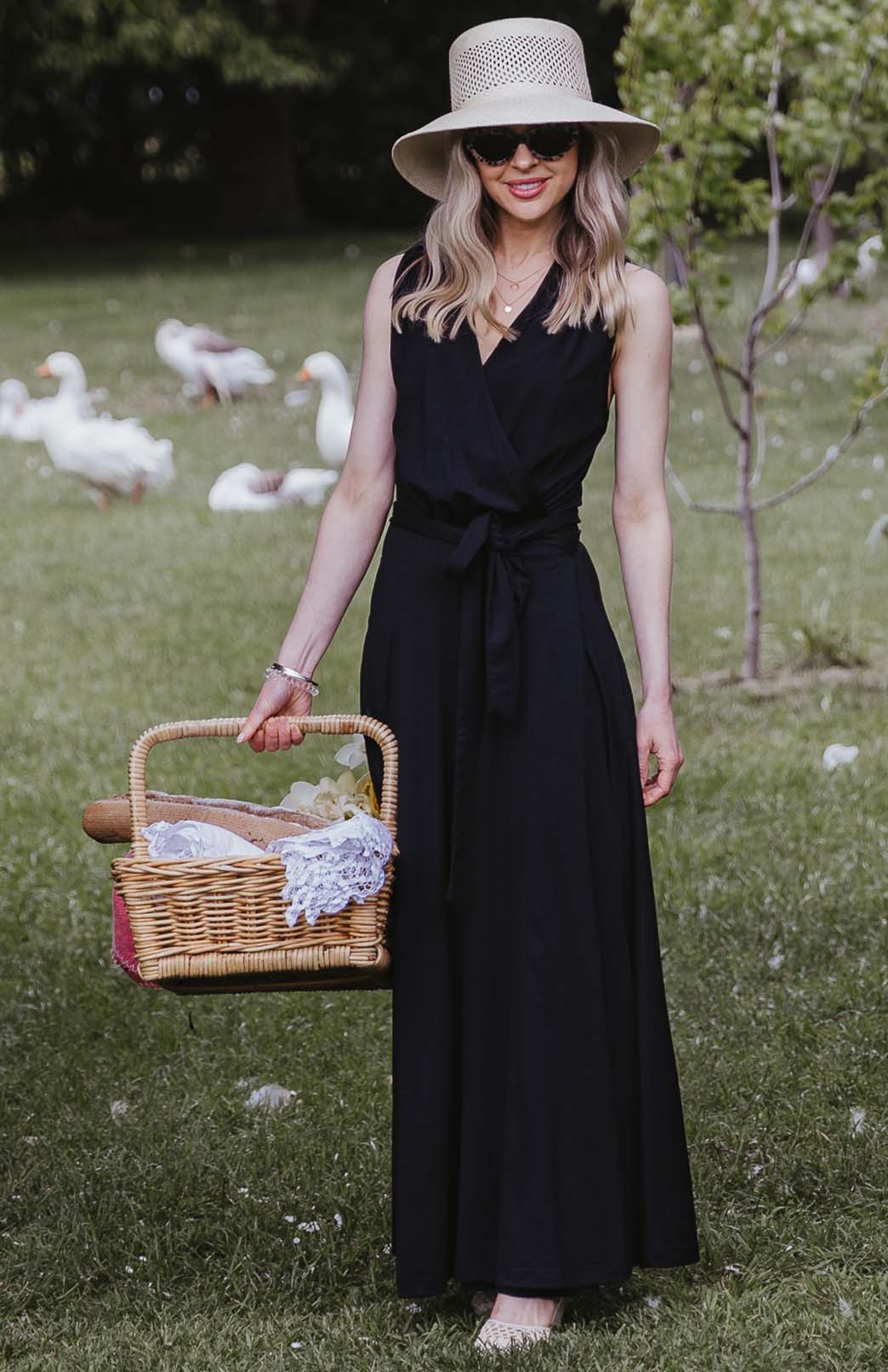 Black Women's Sleeveless Merino Wool Maxi Wrap Dress