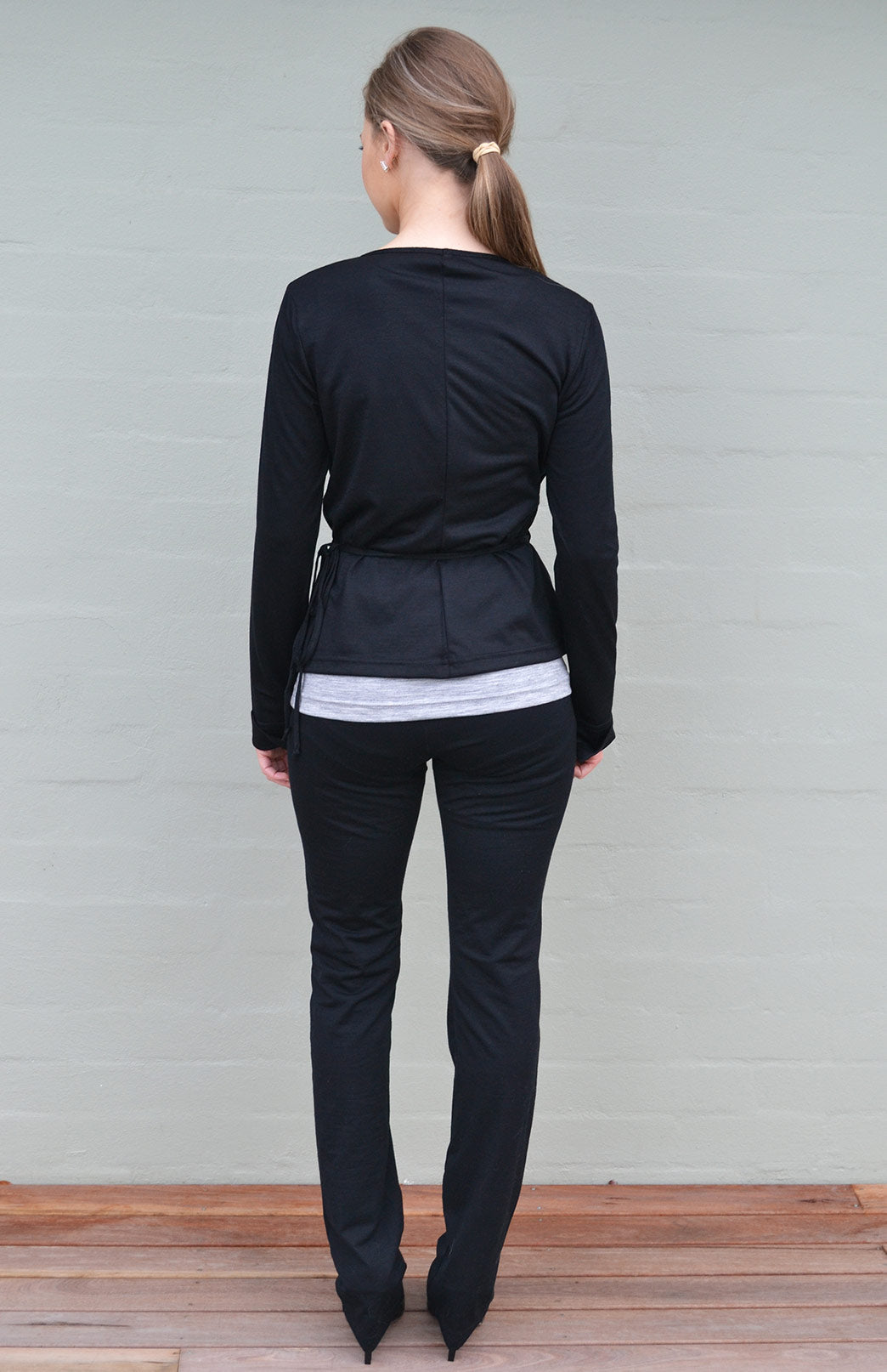 Black Women's Merino Wool Straight Leg Pants