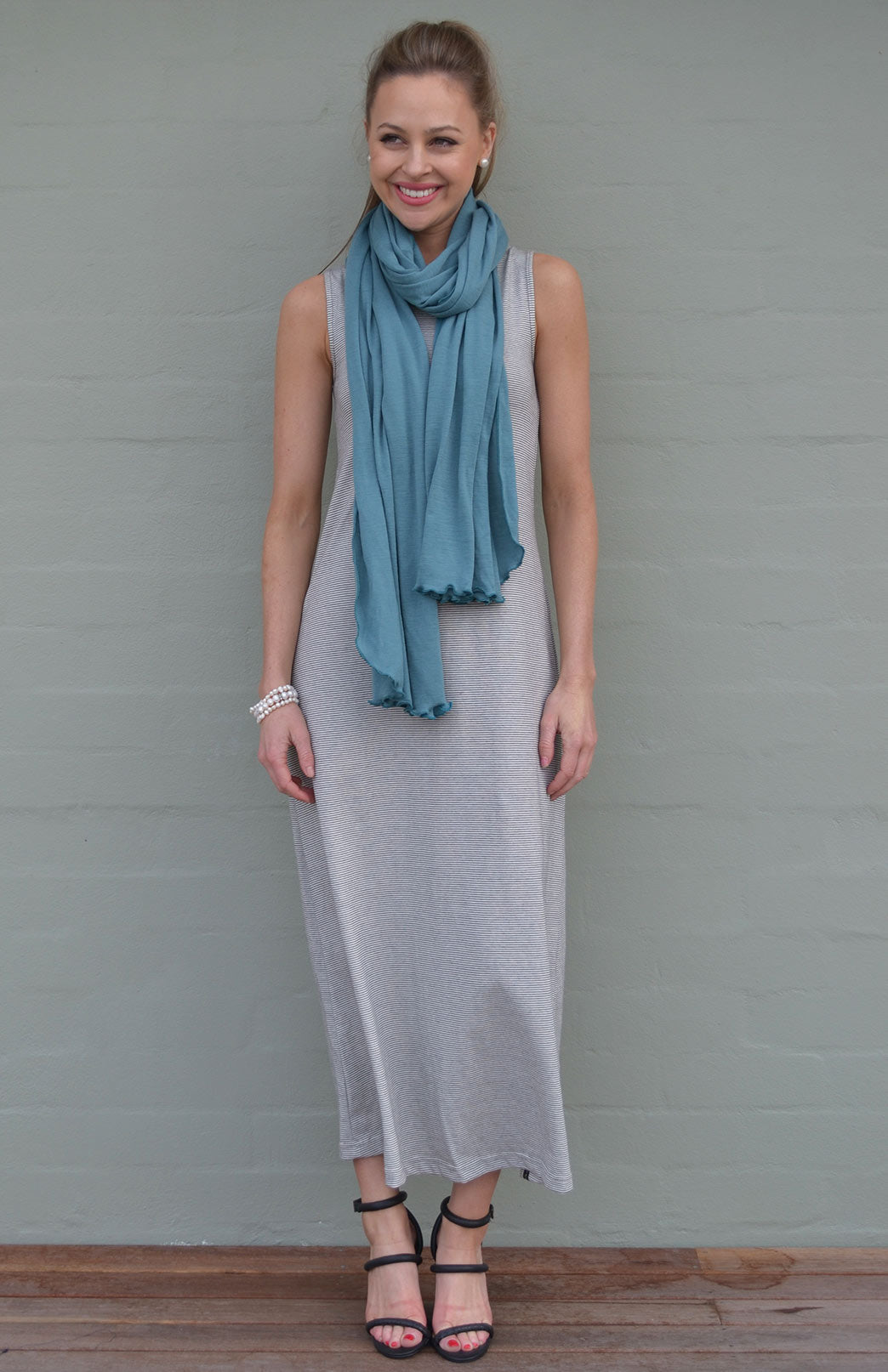 Seafoam Green Unisex Merino Wool &amp; Tencel Plain Lightweight Scarf