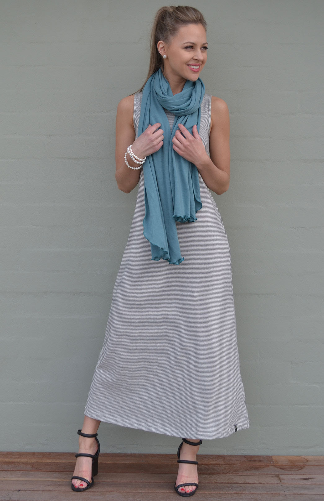 Seafoam Green Unisex Merino Wool &amp; Tencel Plain Lightweight Scarf