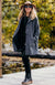 Graphite Herringbone Women&#39;s Merino Wool Winter Coat
