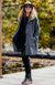 Graphite Herringbone Women&#39;s Merino Wool Winter Coat Waverley Woollen Mills
