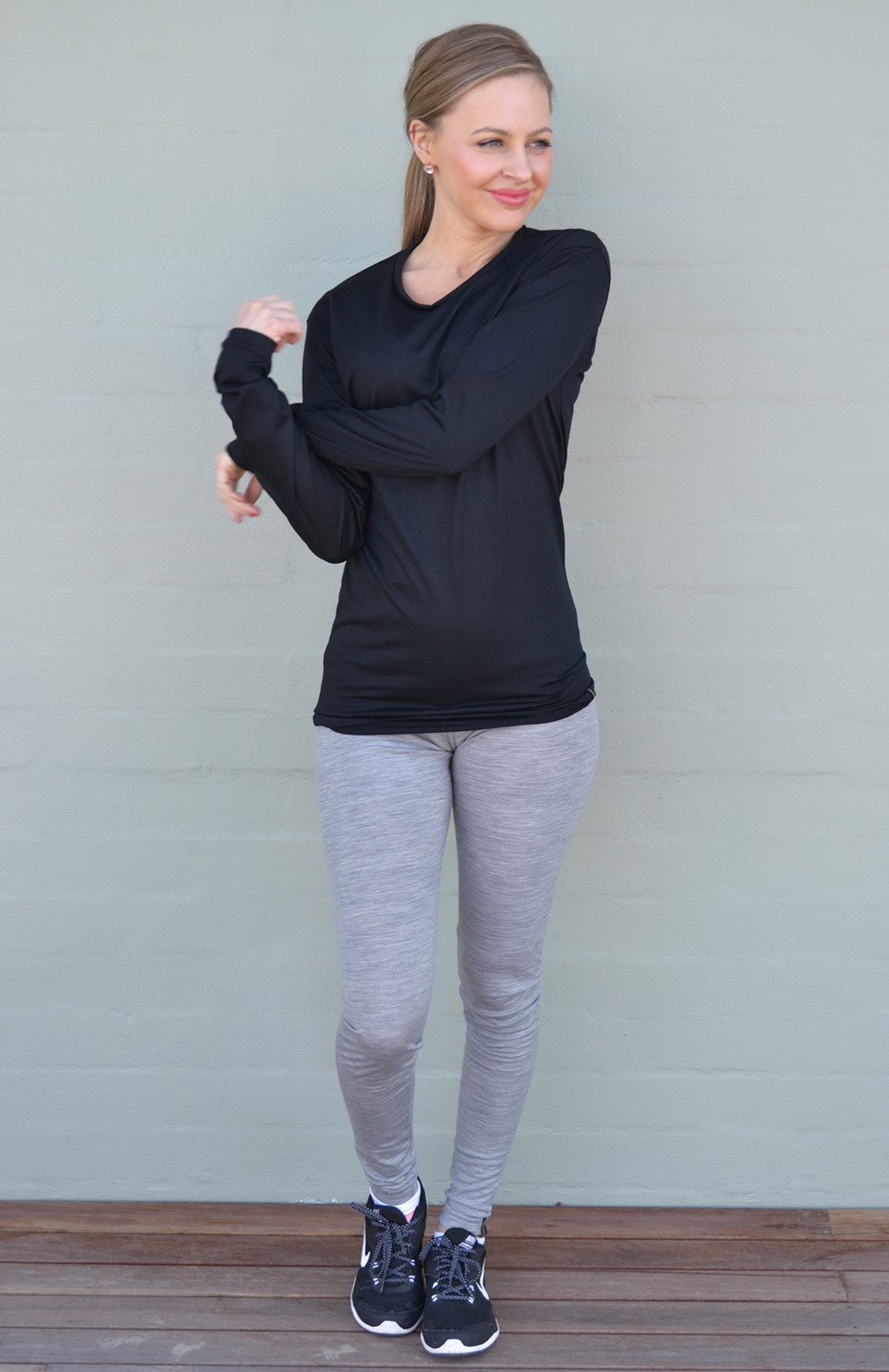 Long Sleeved Crew Neck Top 170g Women's Merino Wool Long Sleeve Lightweight Crew Neck Top