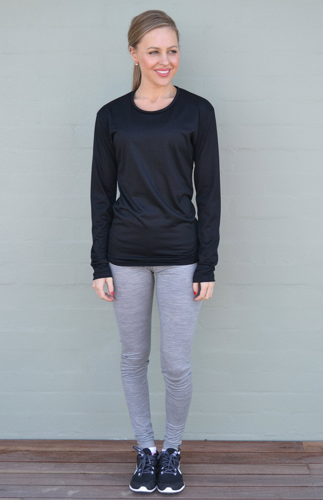 Long Sleeved Crew Neck Top 170g Women's Merino Wool Long Sleeve Lightweight Crew Neck Top