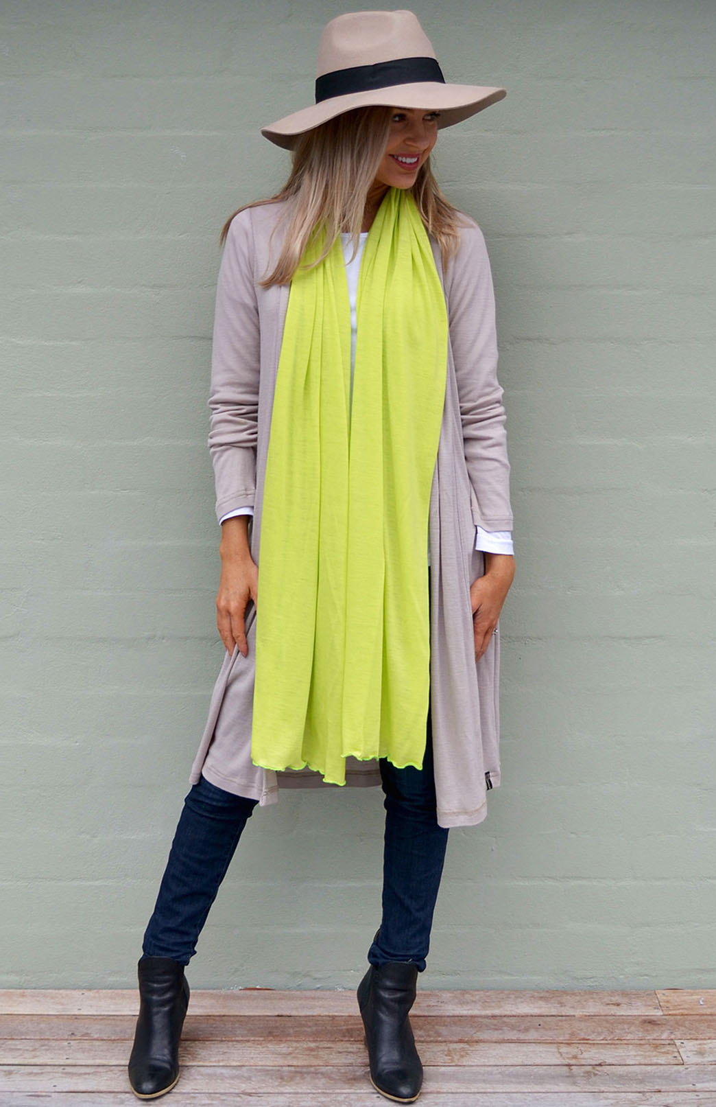 Stone Women's Merino Wool Long Drape Cardigan