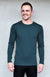 Deep Sea Green Men&#39;s Merino Wool Long Sleeve Midweight Crew Neck Top
