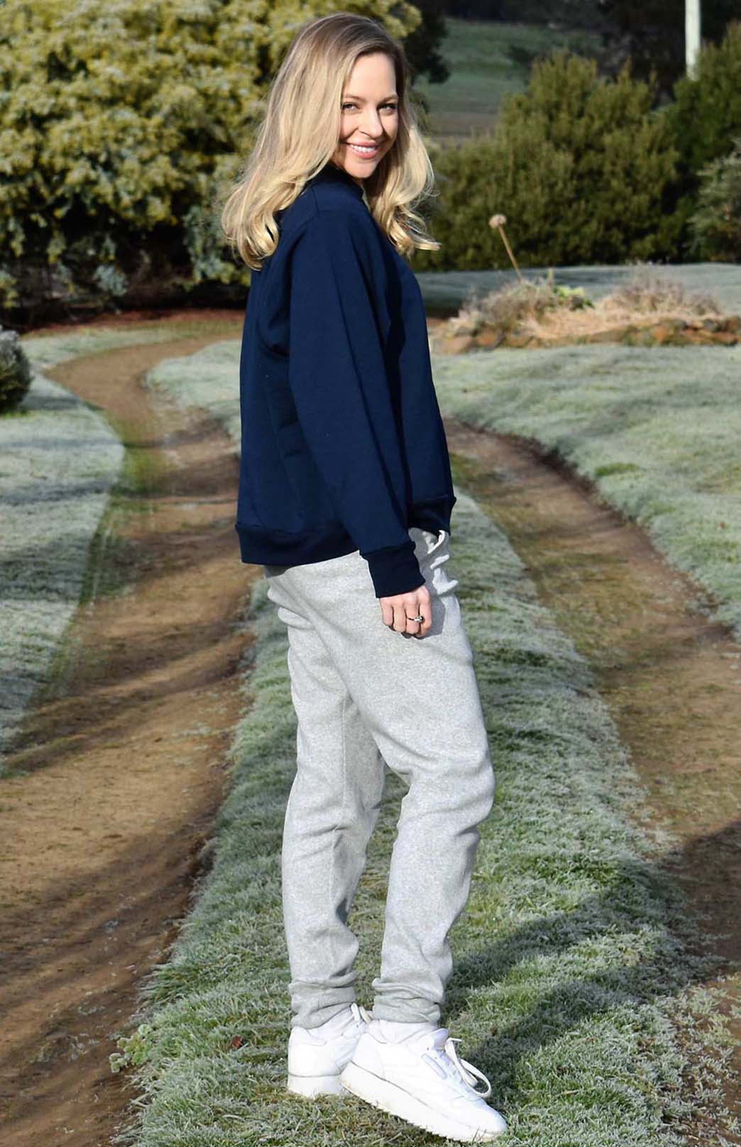 French Navy Blue Women's Merino Wool Fleece Windcheater Sweatshirt