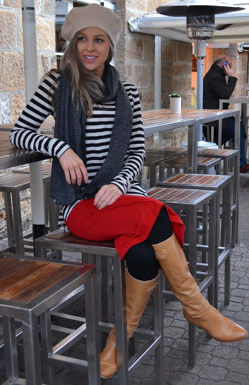 Black and Ivory Stripe Women's Long Sleeve Fashion Top