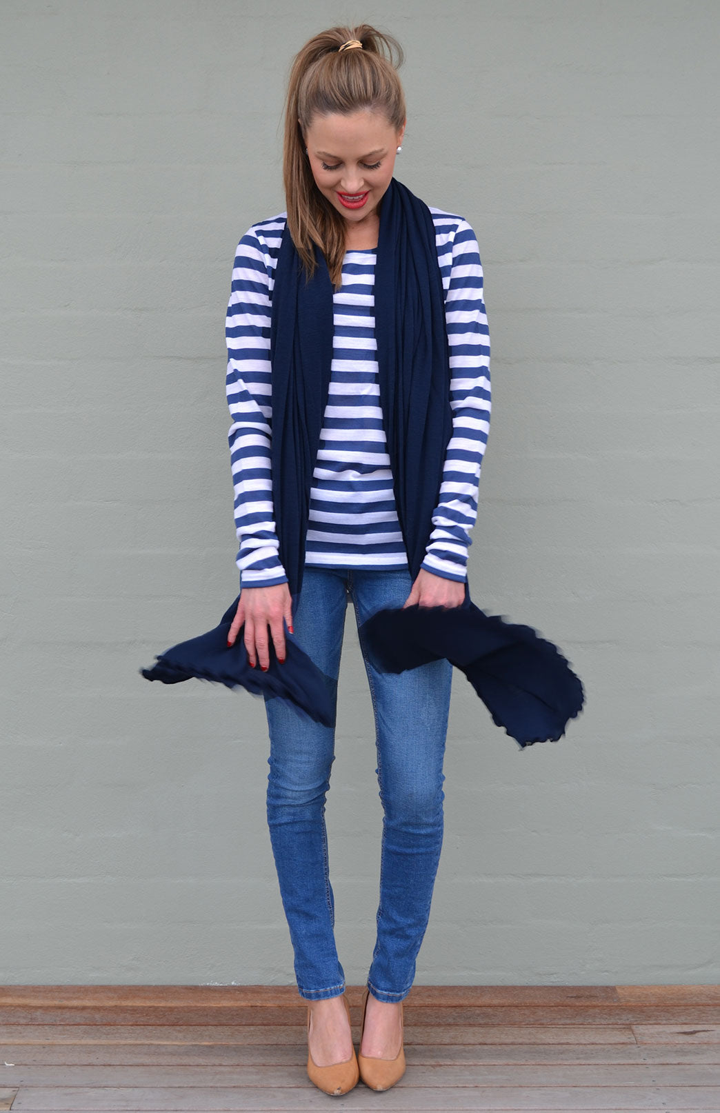 Navy Blue Women's Merino Wool Luxury Scarf