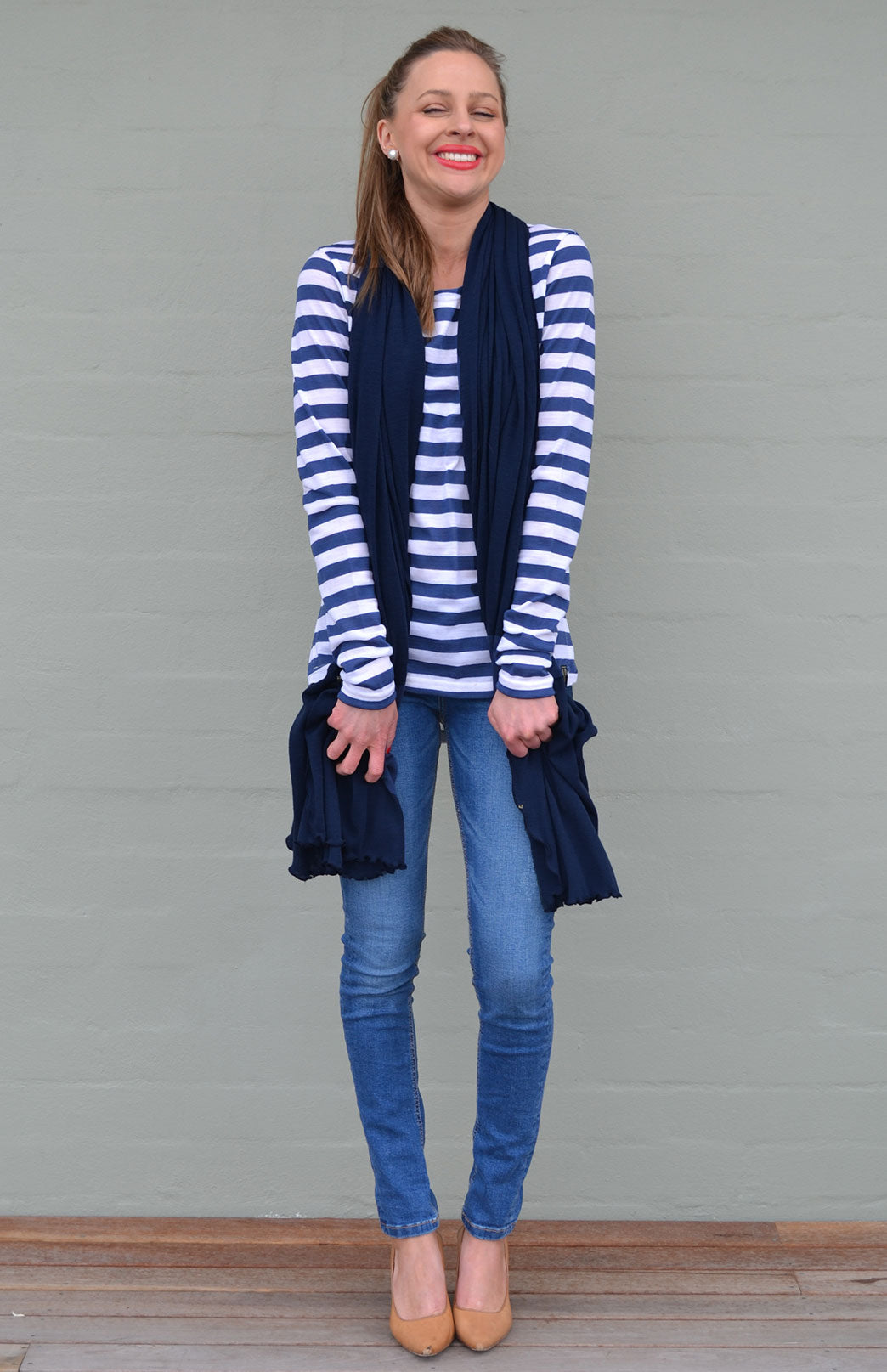 Navy Blue Women's Merino Wool Luxury Scarf