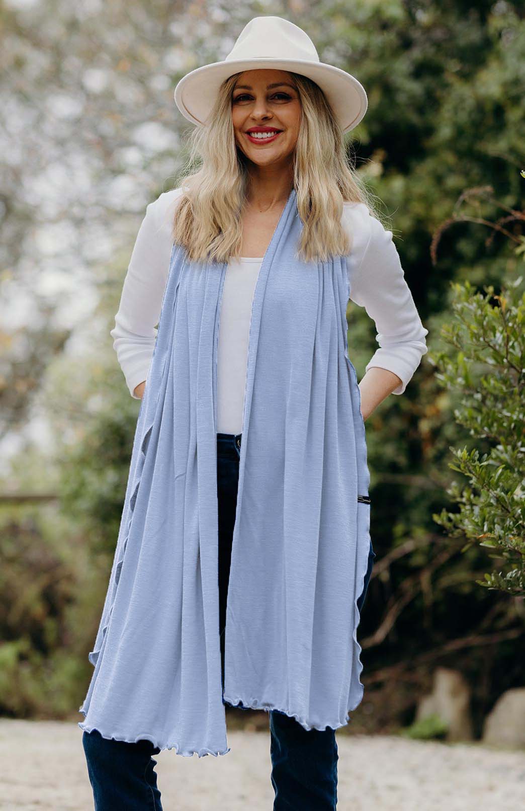 Dusty Blue Women's Merino Wool Luxury Scarf