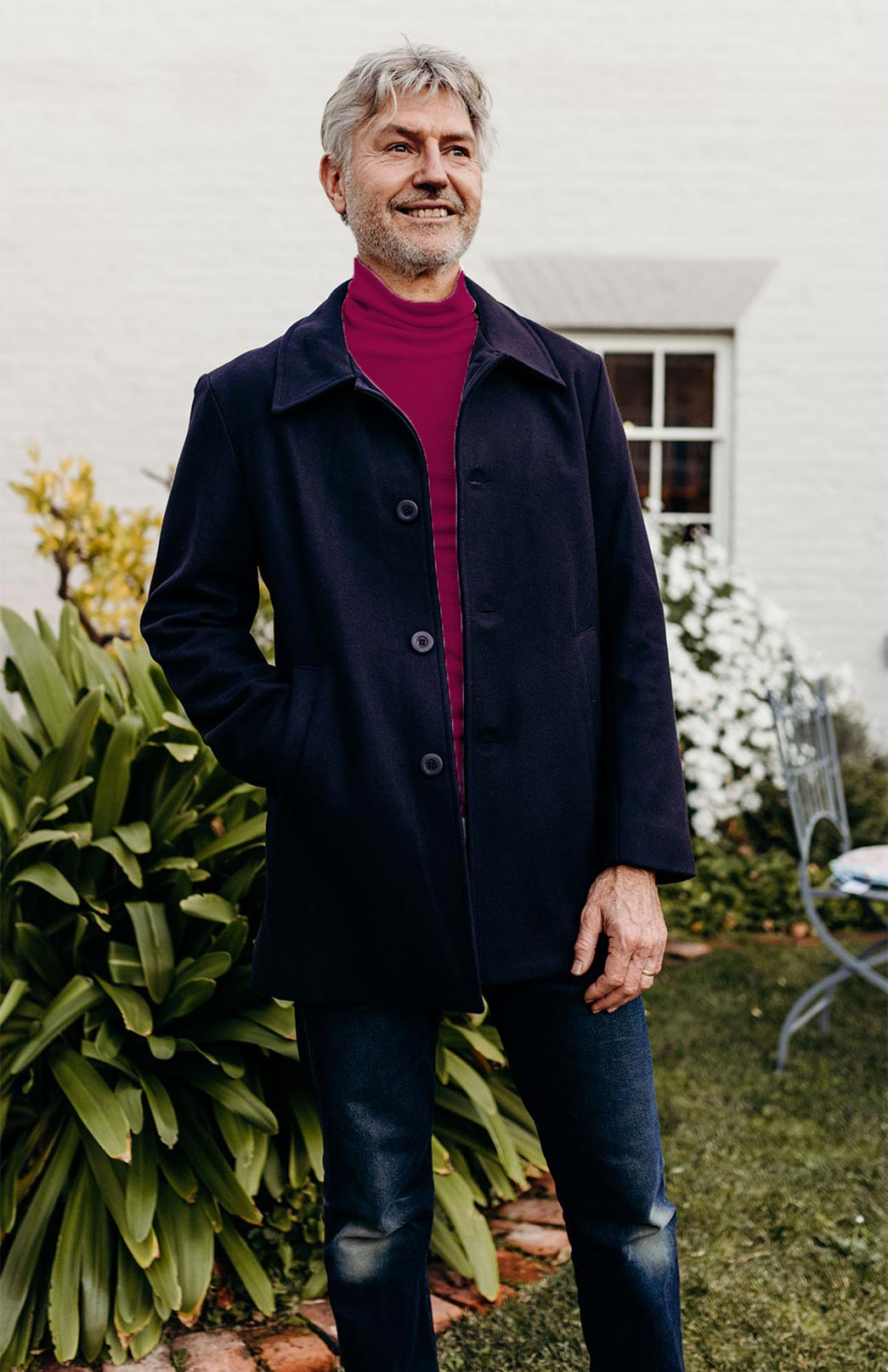 Magenta Men's Merino Wool Long Sleeve Top