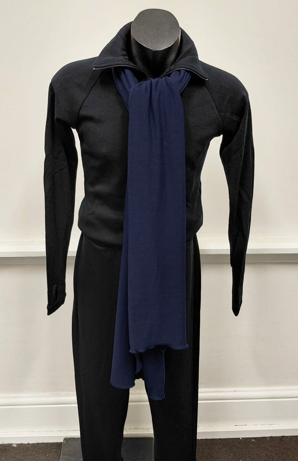 Navy Blue Women's Merino Wool Plain Scarf