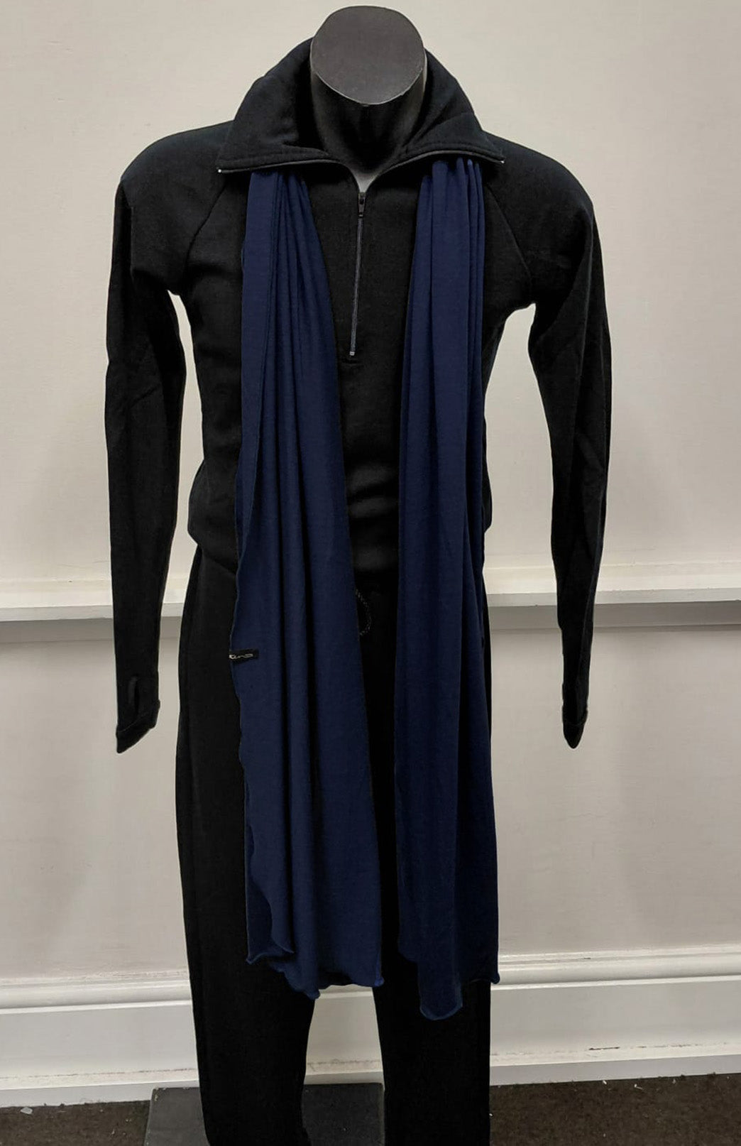Navy Blue Women's Merino Wool Plain Scarf