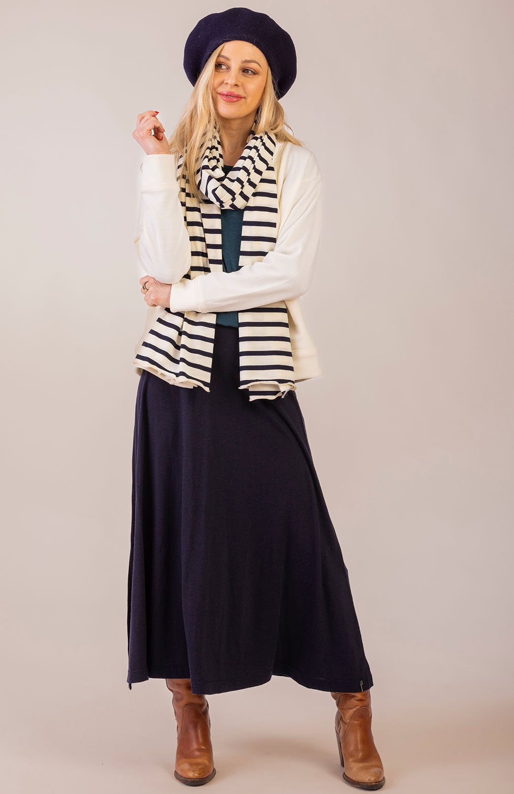 Vintage Ivory Women's Merino Wool Ponte Relax Fit Cardigan with Buttons