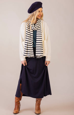 Navy Blue & Cream French Stripe