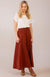Shiraz Red Women&#39;s Merino Wool Ponte A-Line Midi Skirt
