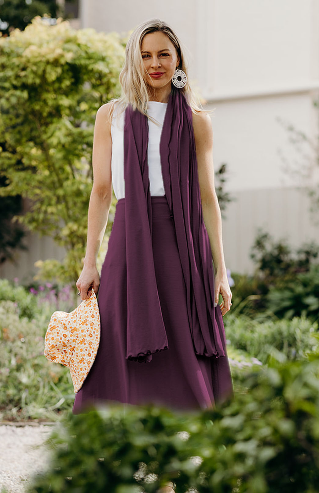 Mulberry Purple Women's Merino Wool Midweight A-Line Midi Skirt