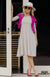 Oatmeal Marl Women&#39;s Merino Wool Fit and Flare Dress with 3/4 Sleeves
