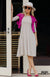 Fuchsia Pink Women&#39;s Merino Wool Crop Cardigan with 3/4 Sleeves
