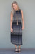 Black Kalamata Lead Stripe Women&#39;s Merino Wool Multi Stripe Merino Wool Maxi Dress
