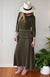 Olive Green Women&#39;s Merino Wool 3/4 Sleeve Peplum Top

