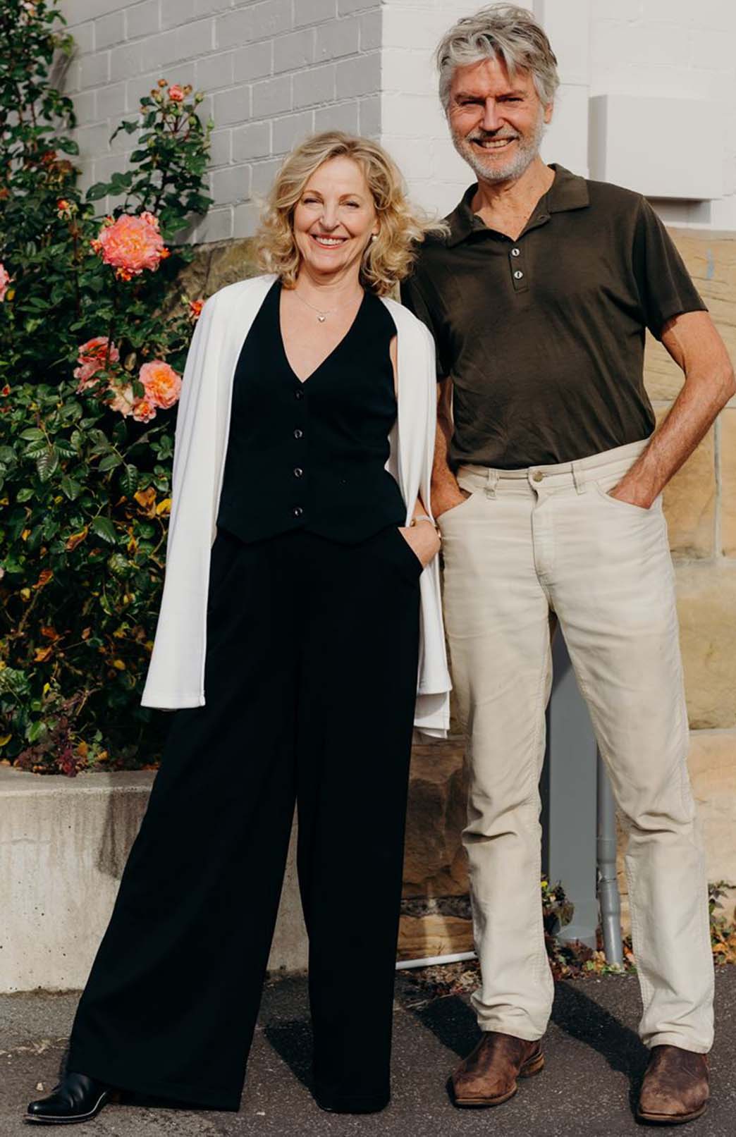 Black Women's Merino Wool Wide Leg Pants with Pockets