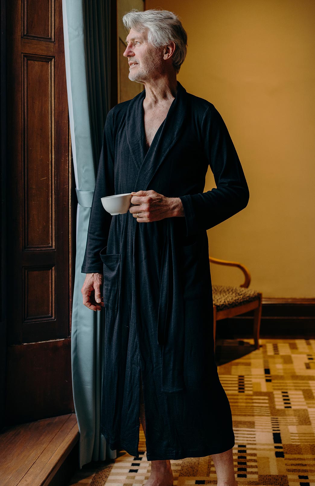 Black Superfine Merino Wool Nightgown