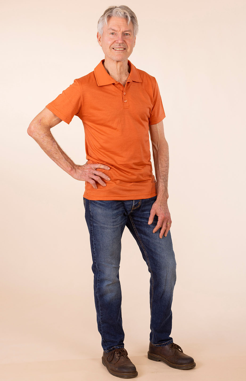 Burnt Orange Men's Lightweight Merino Wool Short Sleeve Golf Tee
