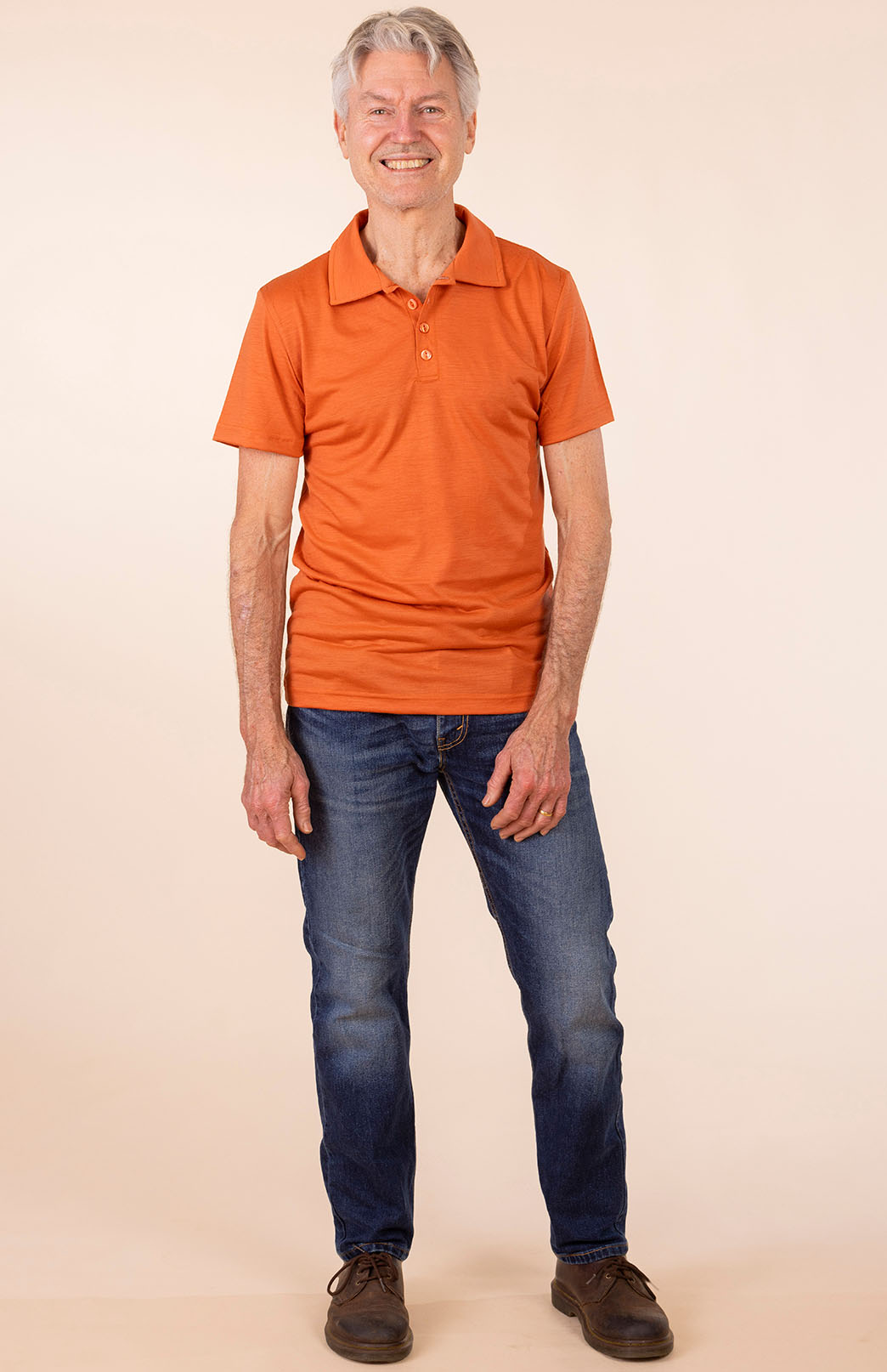 Burnt Orange Men's Lightweight Merino Wool Short Sleeve Golf Tee