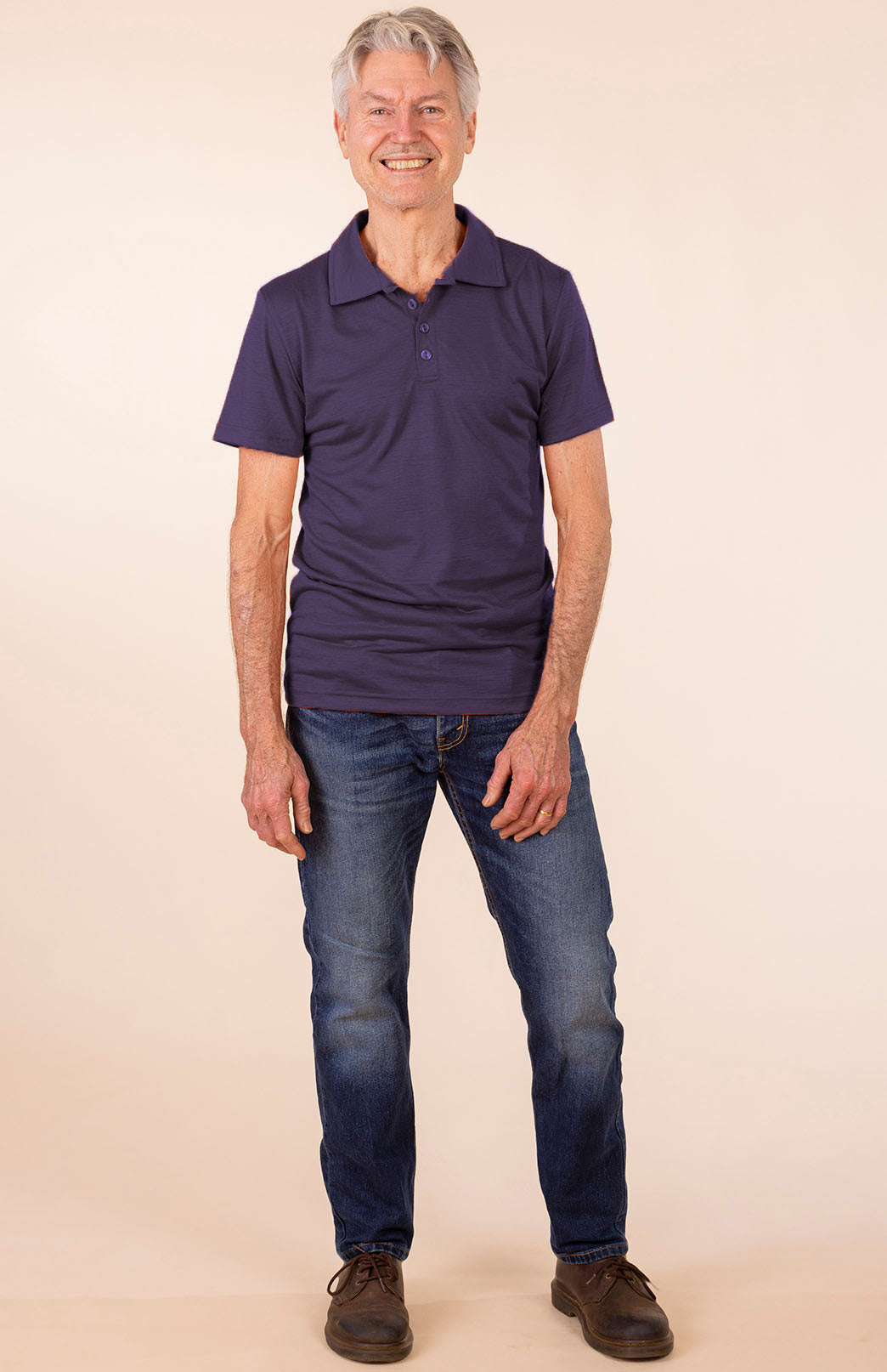 Mulberry Purple Men's Lightweight Merino Wool Short Sleeve Golf Tee
