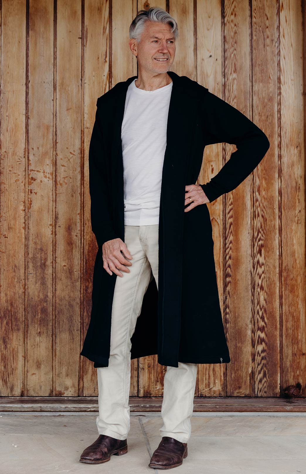 Black long 2025 coat with hood