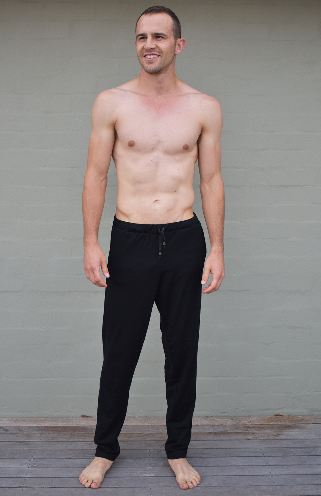 Black Men's Superfine Merino Wool Light Weight Track Pants